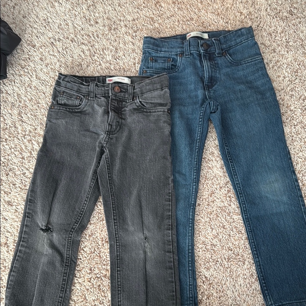 Levi's Black and Blue Jeans with Distressed and Classic Styles